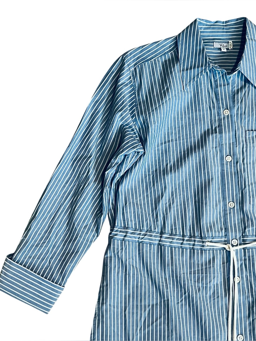 Rails Women’s Sz S Blue White Stripe Shivonne Midi Dress Button Front - Picture 4 of 14